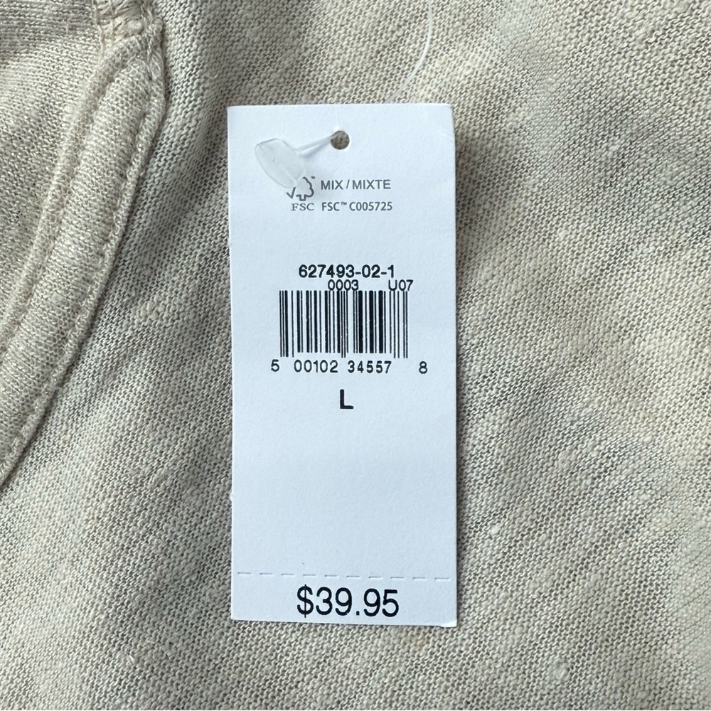 Gap Linen Tee Short Sleeve Pull-Over Button Front, Anchorage Cream and Metallic - Picture 7 of 7